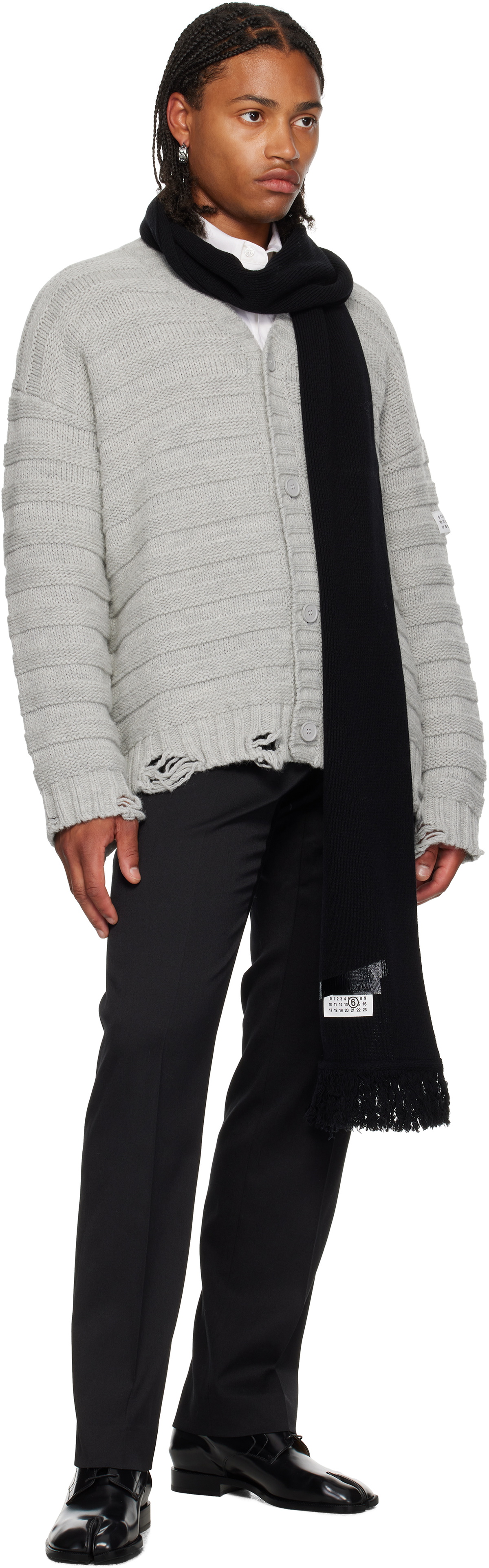 MM6 Maison Margiela Black Taped Label Wool Scarf