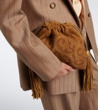Etro Kalispera Small embroidered suede clutch