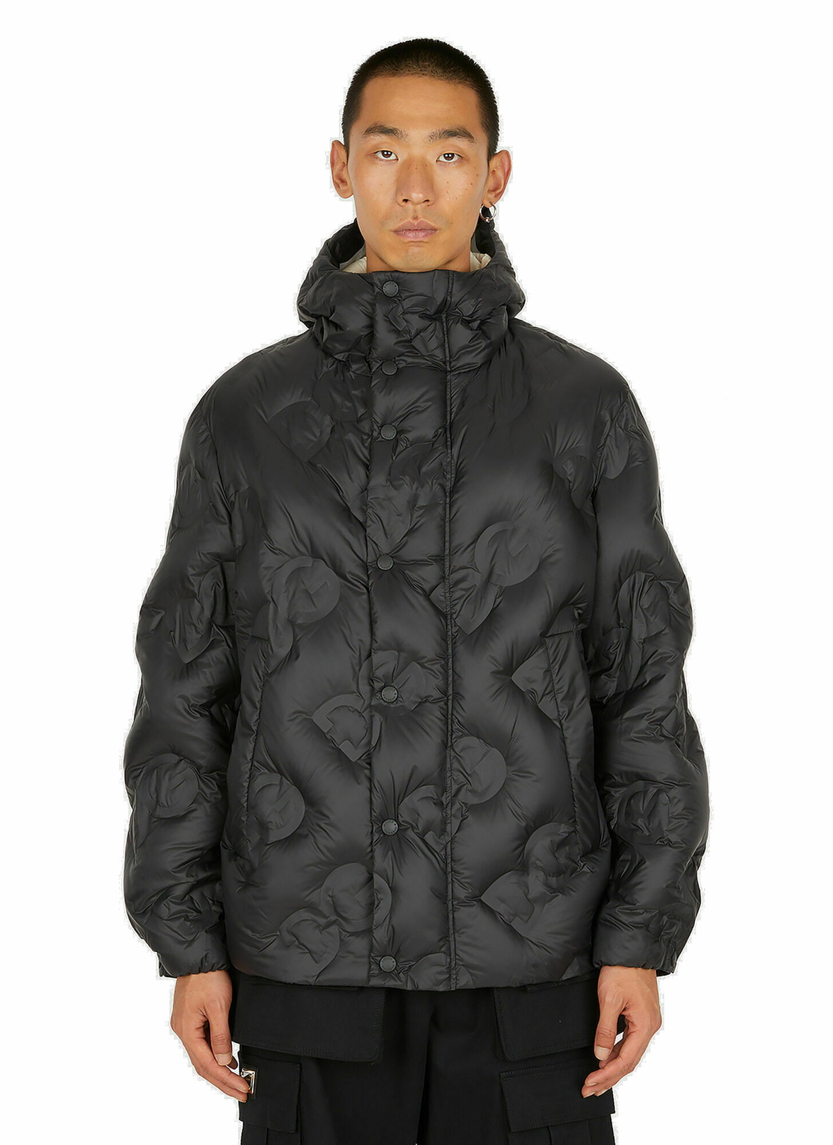 Quilted Logo Hooded Jacket in Black Dolce & Gabbana