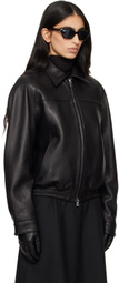 TONYWACK Black Vintage Lamb Leather Bomber Jacket