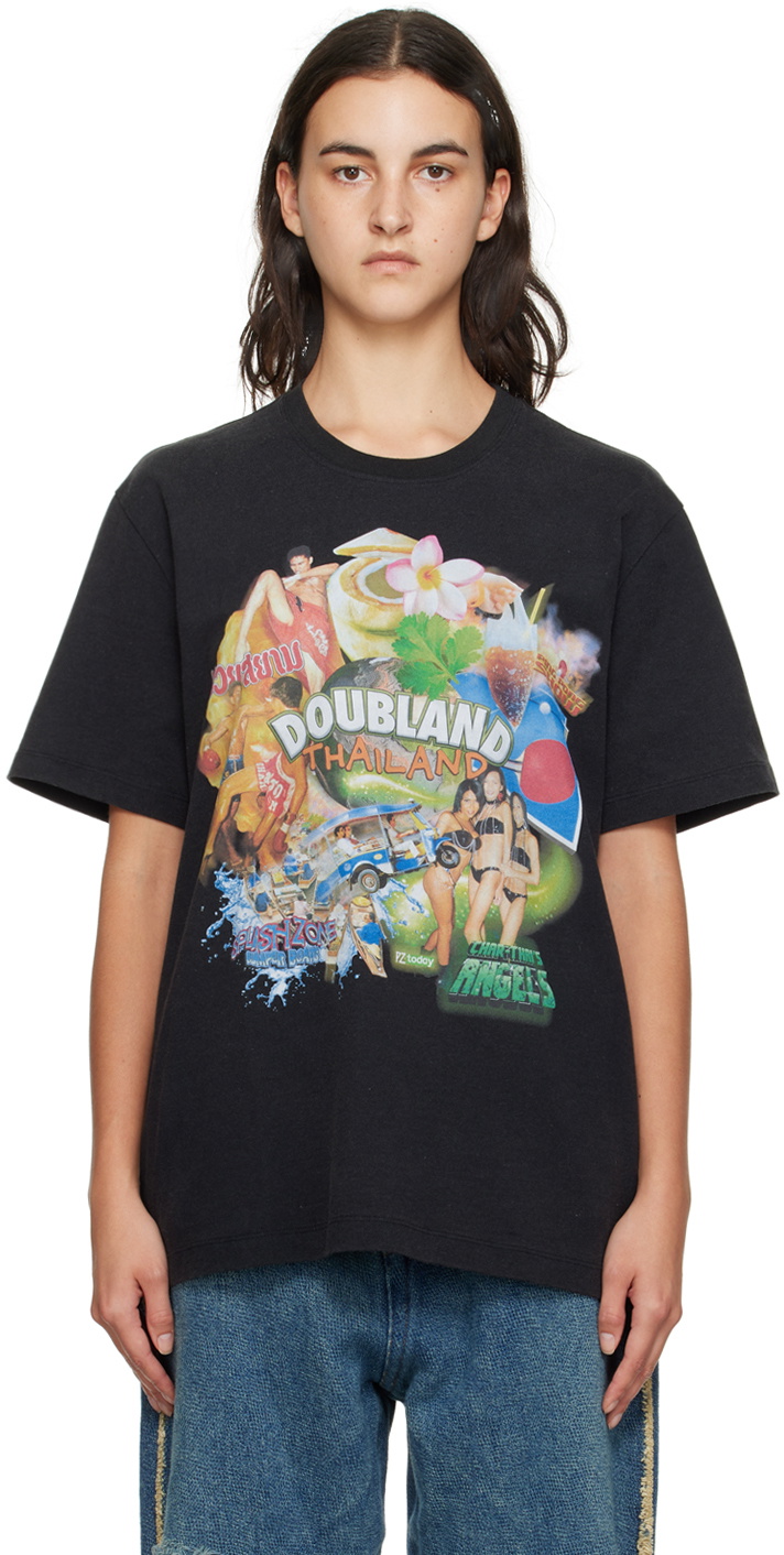 DOUBLET × PZ TODAY T-SHIRT Doublet Black PZ Today Edition T-Shirt Doublet