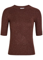 Brunello Cucinelli Metallic Cashmere-blend top Burgundy