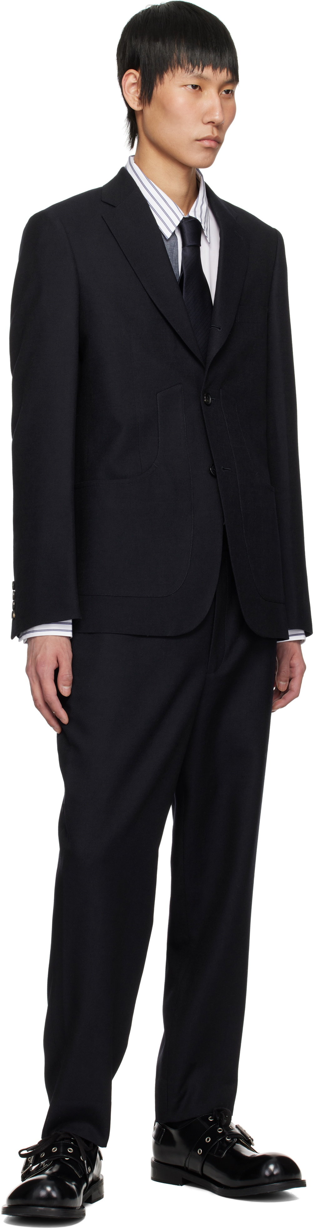 Comme des Garçons Homme Deux Navy Wool Kersey Trousers