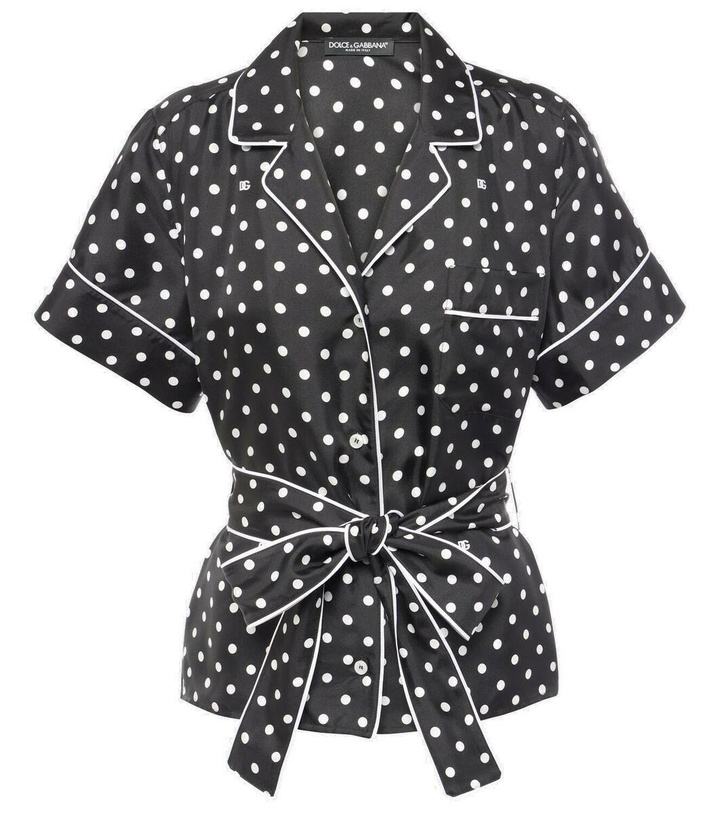 Photo: Dolce&Gabbana Polka-dot silk twill pajama shirt