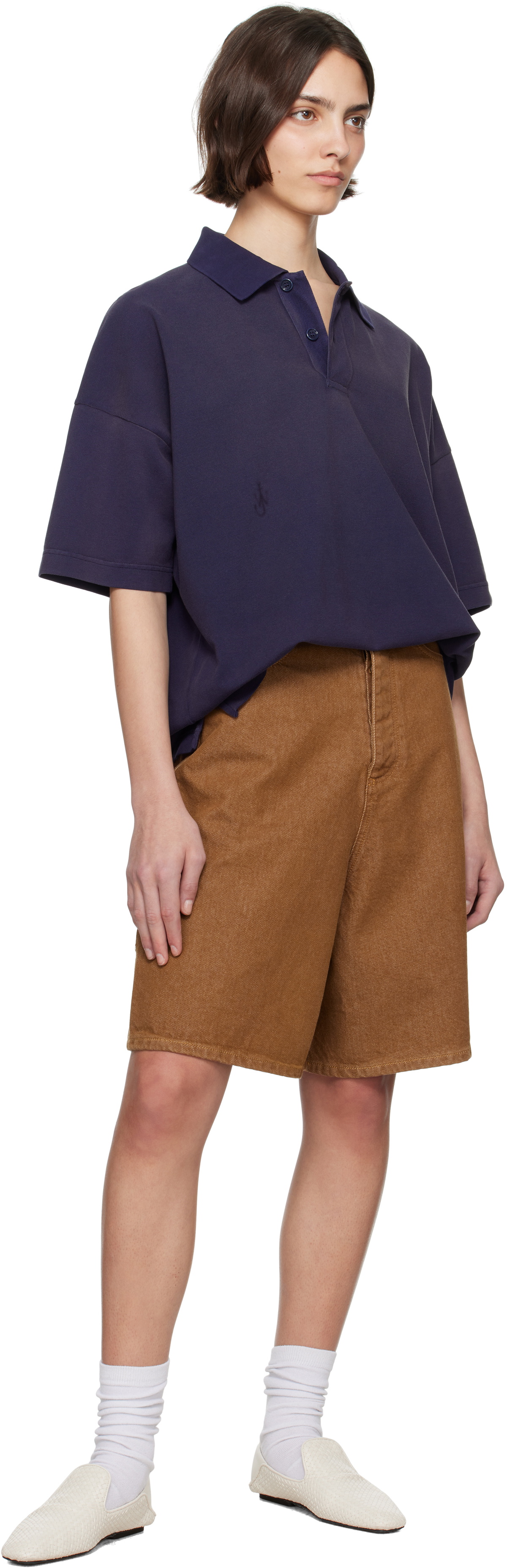 JW Anderson Brown Aged Denim Shorts