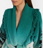 Alanui Wave Bloom fringed cotton-blend jacquard cardigan