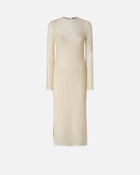 Pinko Sequinned Mesh Midi Dress G. Maroso Beige