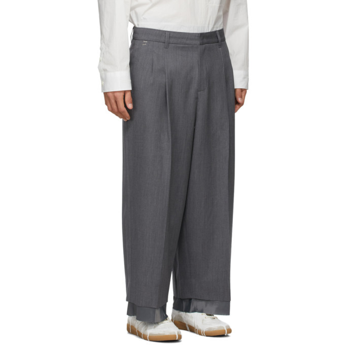 ADER error Grey Wool Layered Trousers ADER error