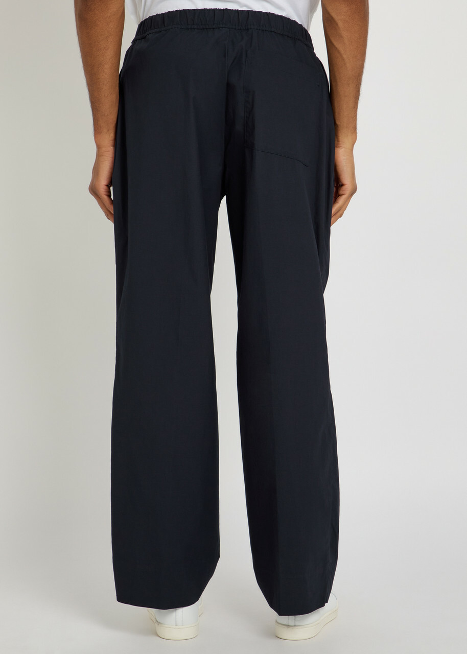 Officine Générale Nilson Wide-leg Cotton Trousers Navy
