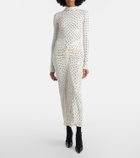 Alaïa Embellished gathered jersey maxi dress