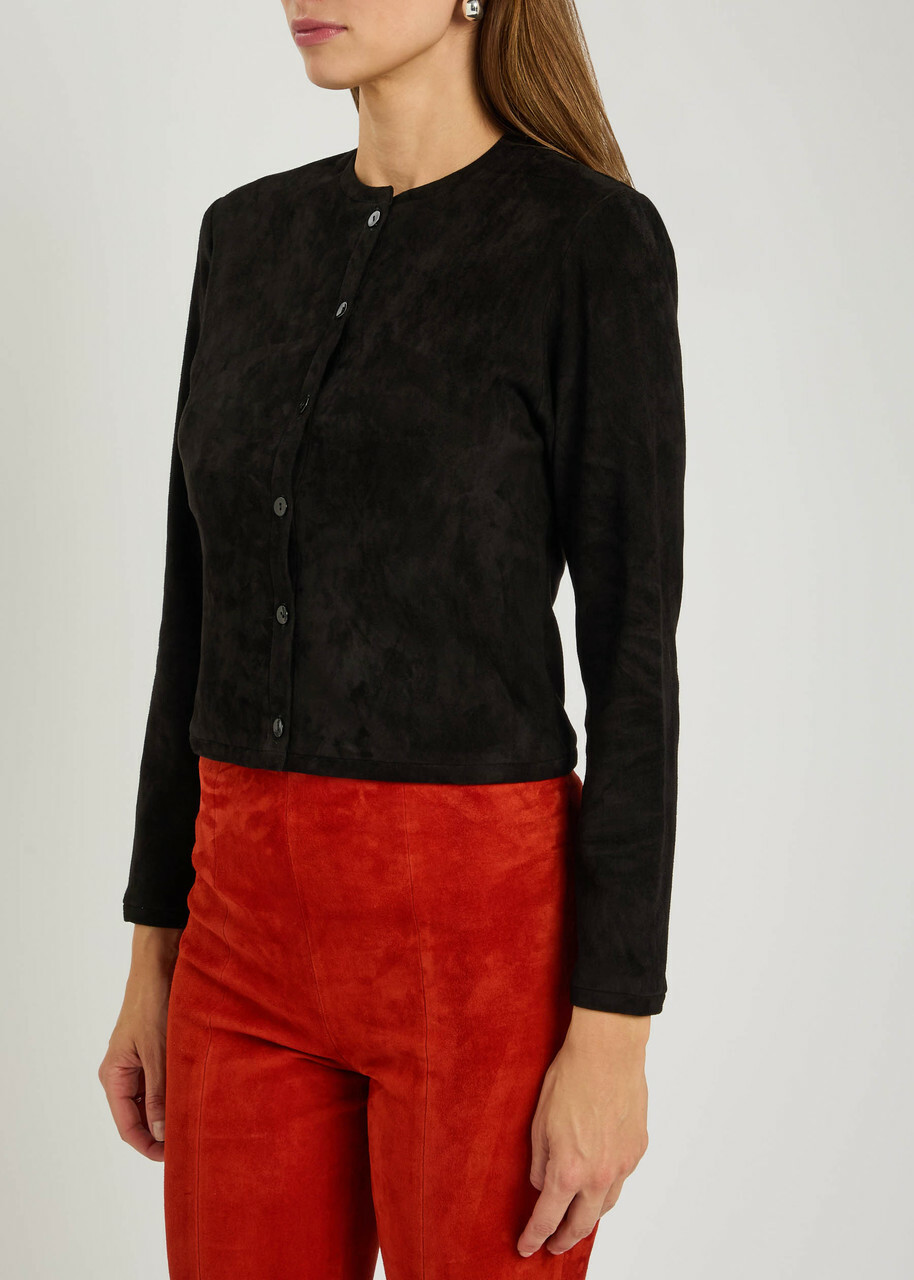 Stouls Astrid 25 Stretch-suede Cardigan Black