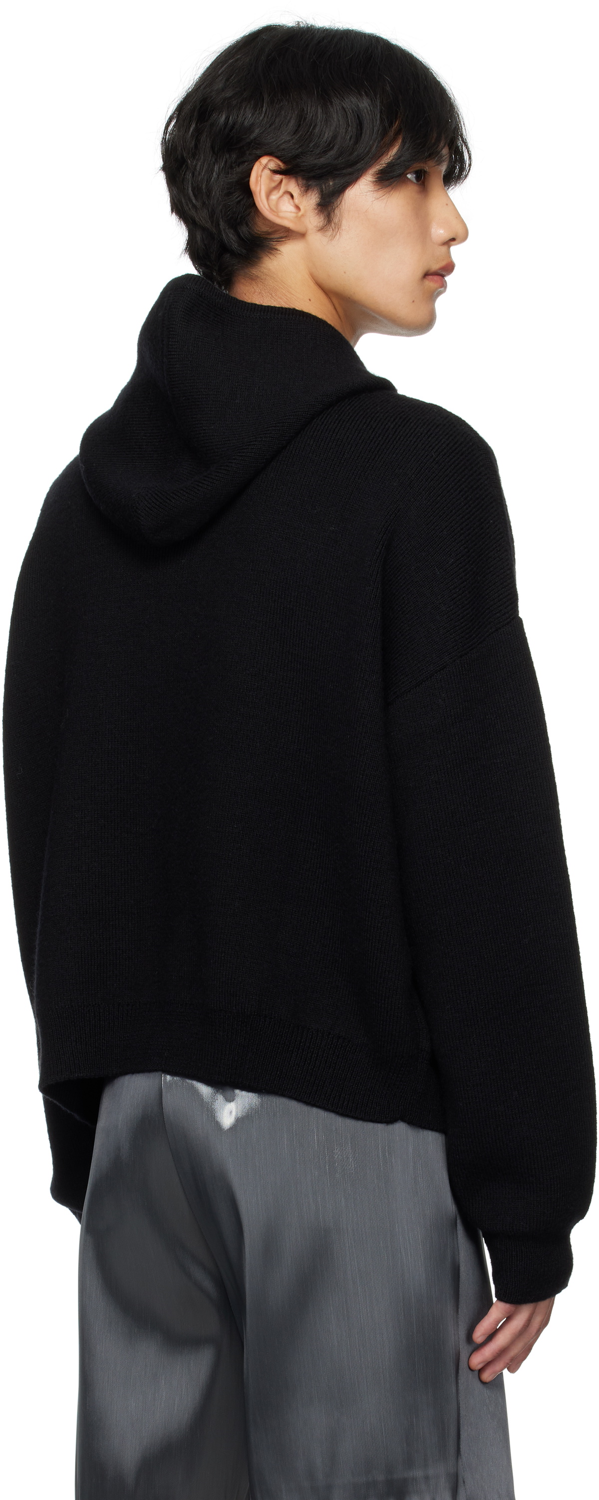 HELIOT EMIL Black Lampi Knit Hoodie