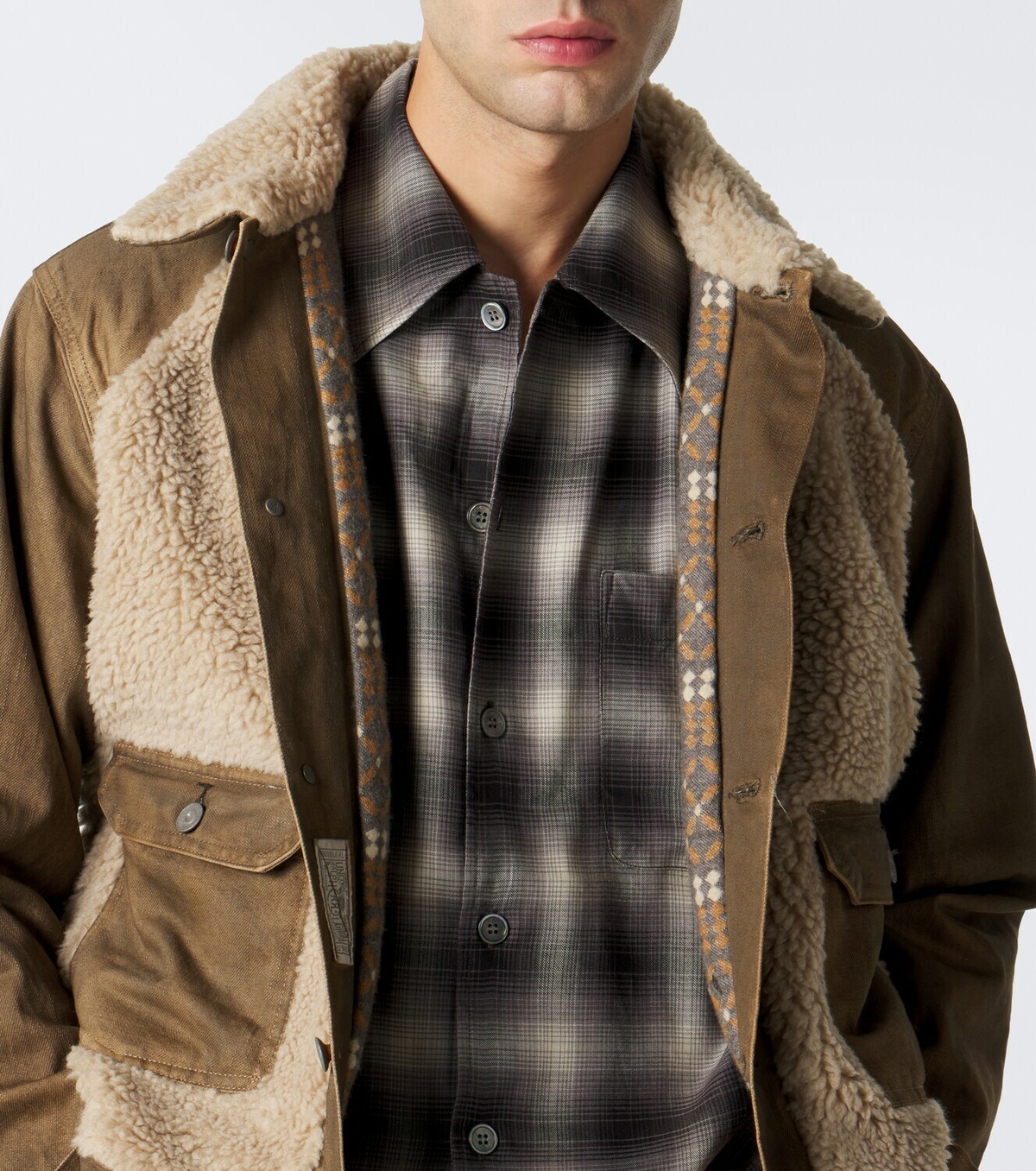 RRL Shearling-trimmed denim jacket