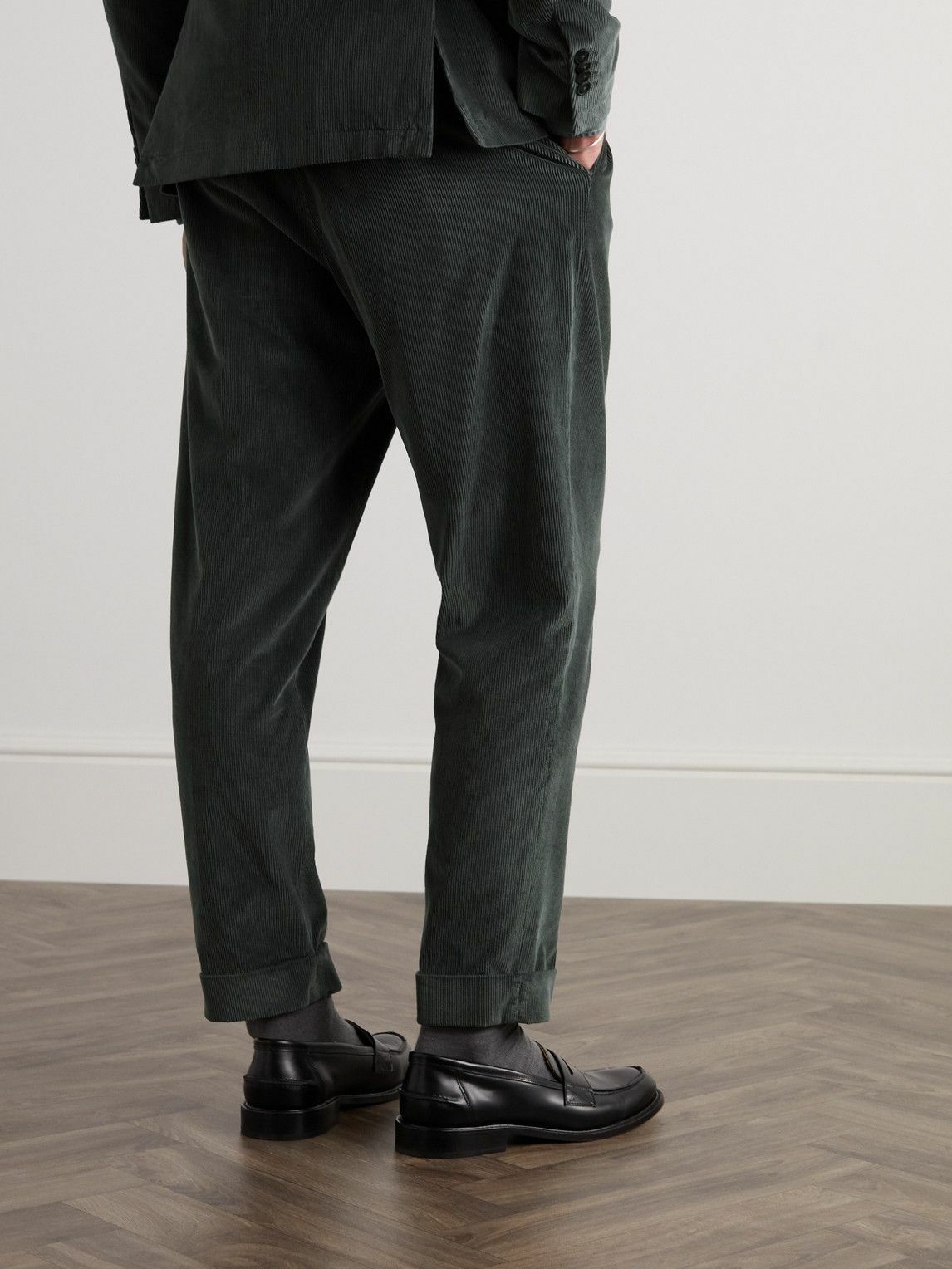 Officine Générale - Hugo Tapered Belted Cotton-Blend Corduroy Trousers ...