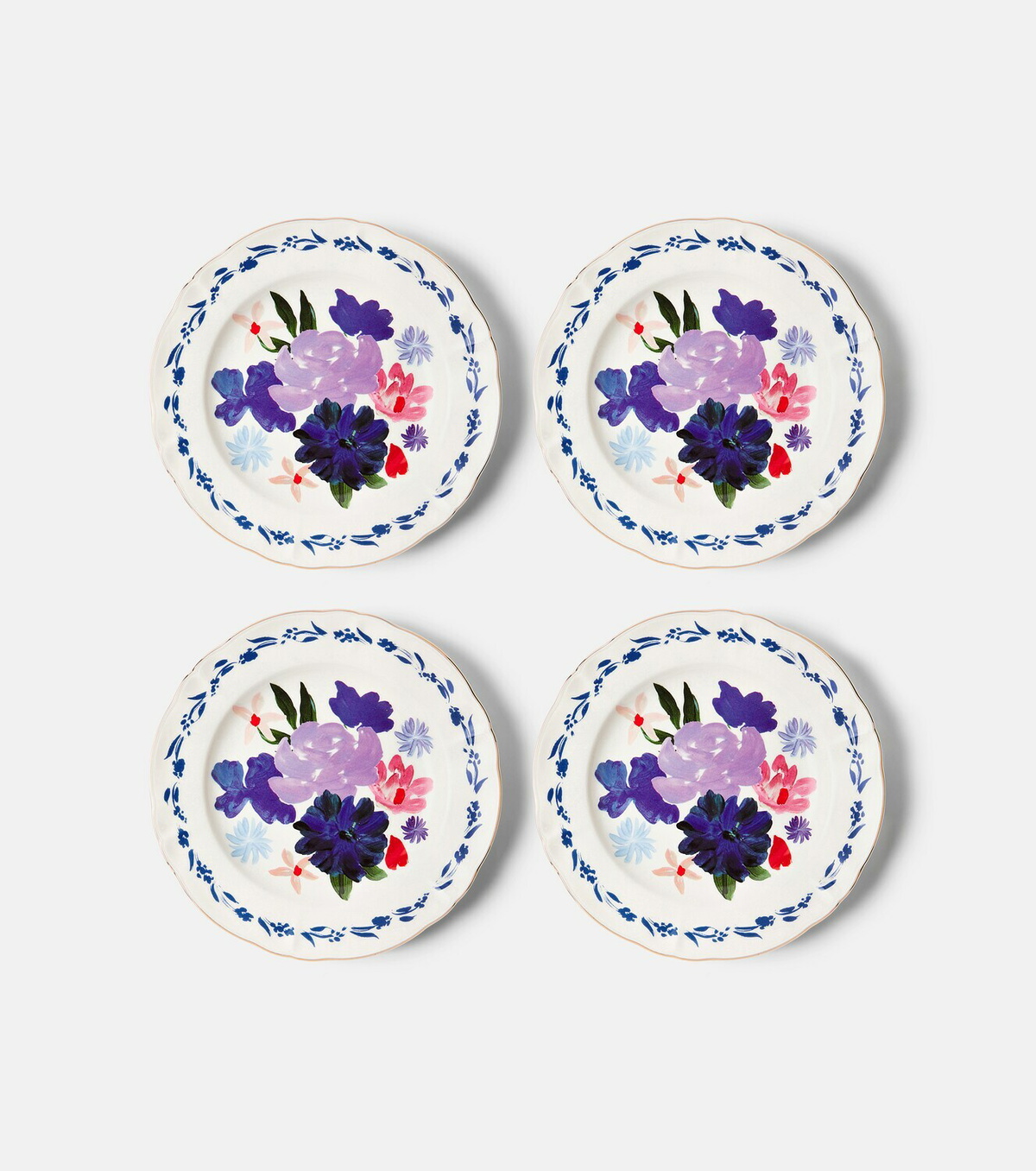Bitossi Set of 4 floral porcelain plates
