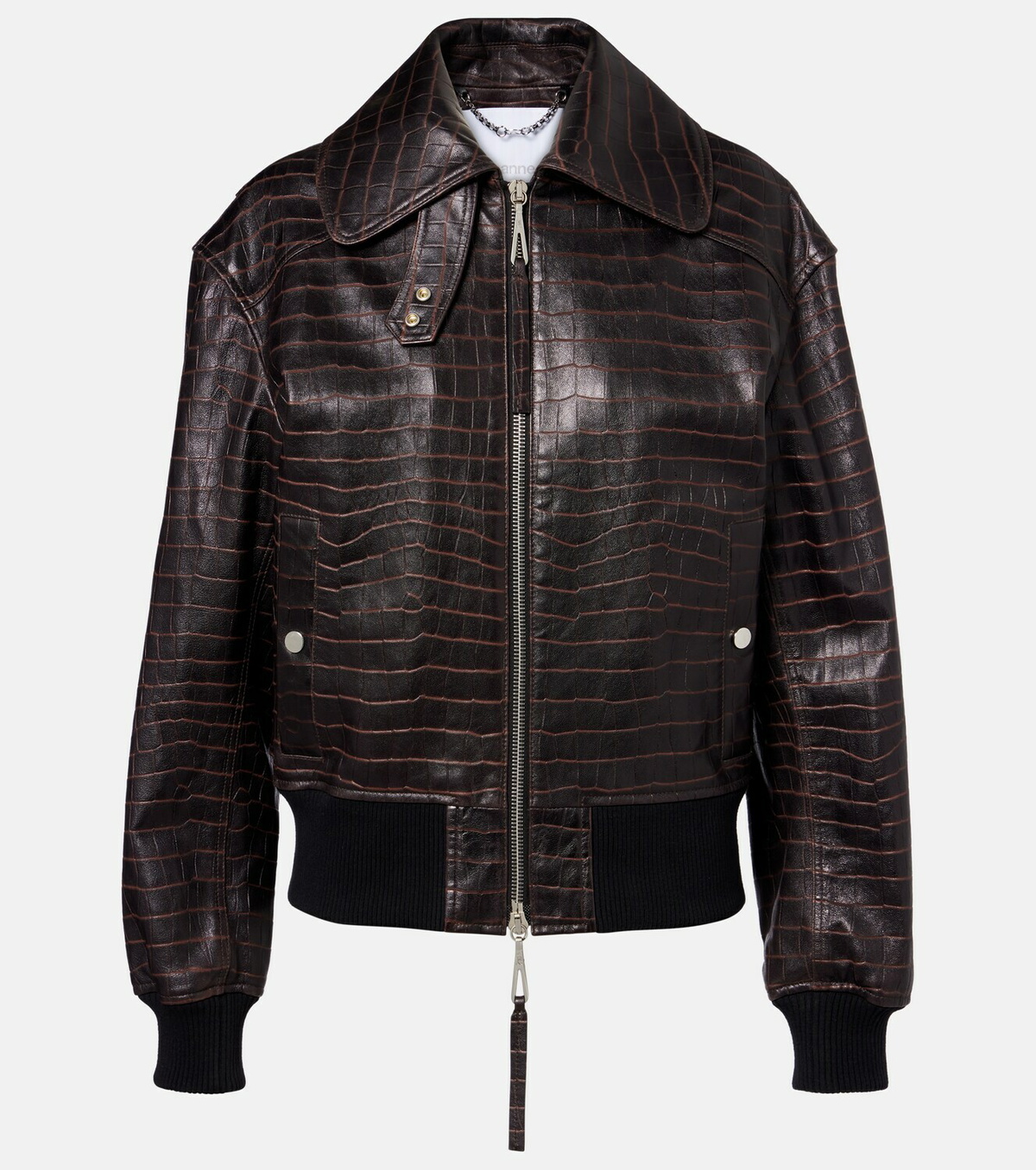 Rabanne Croc-effect leather blouson jacket