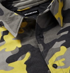 Balenciaga - Oversized Camouflage-Print Brushed Cotton-Twill Shirt - Men - Gray