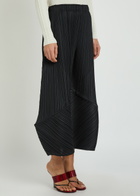 Pleats Please Issey Miyake Pleated Wide-leg Cropped Woven Trousers Black