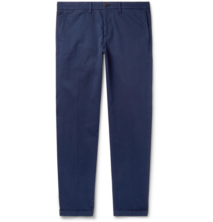 Photo: Tod's - Navy Slim-Fit Stretch-Cotton Twill Chinos - Blue