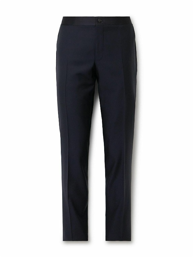Photo: Canali - Slim-Fit Satin-Trimmed Wool Tuxedo Trousers - Blue