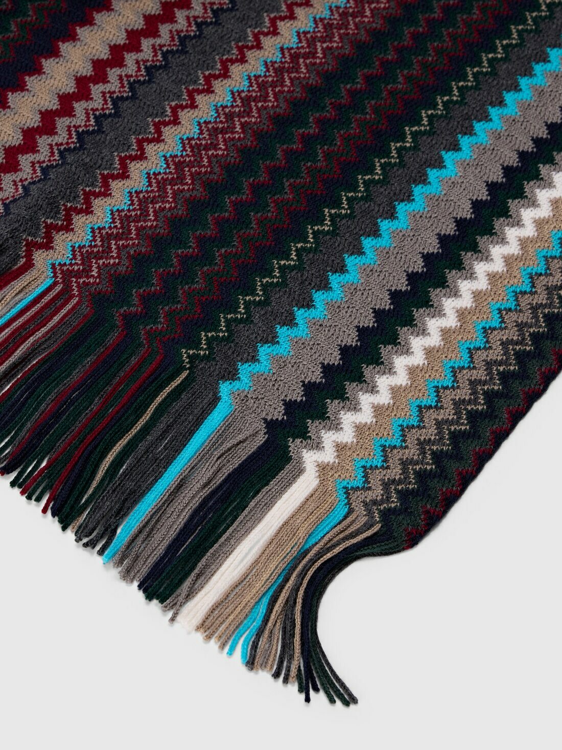 Missoni - Zigzag wool scarf with fringes, Men, Multicoloured