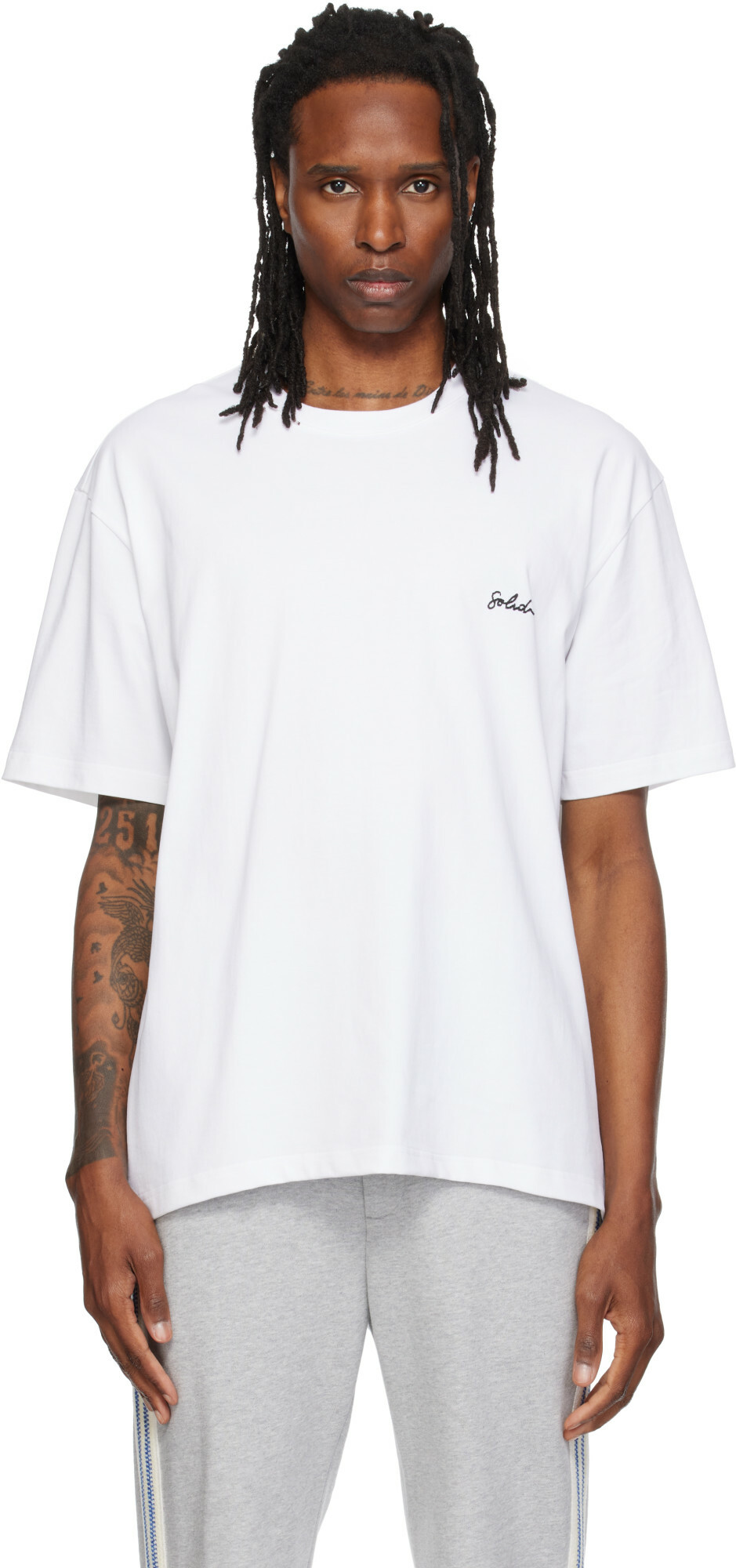 Solid Homme White Hand-Drawn T-shirt