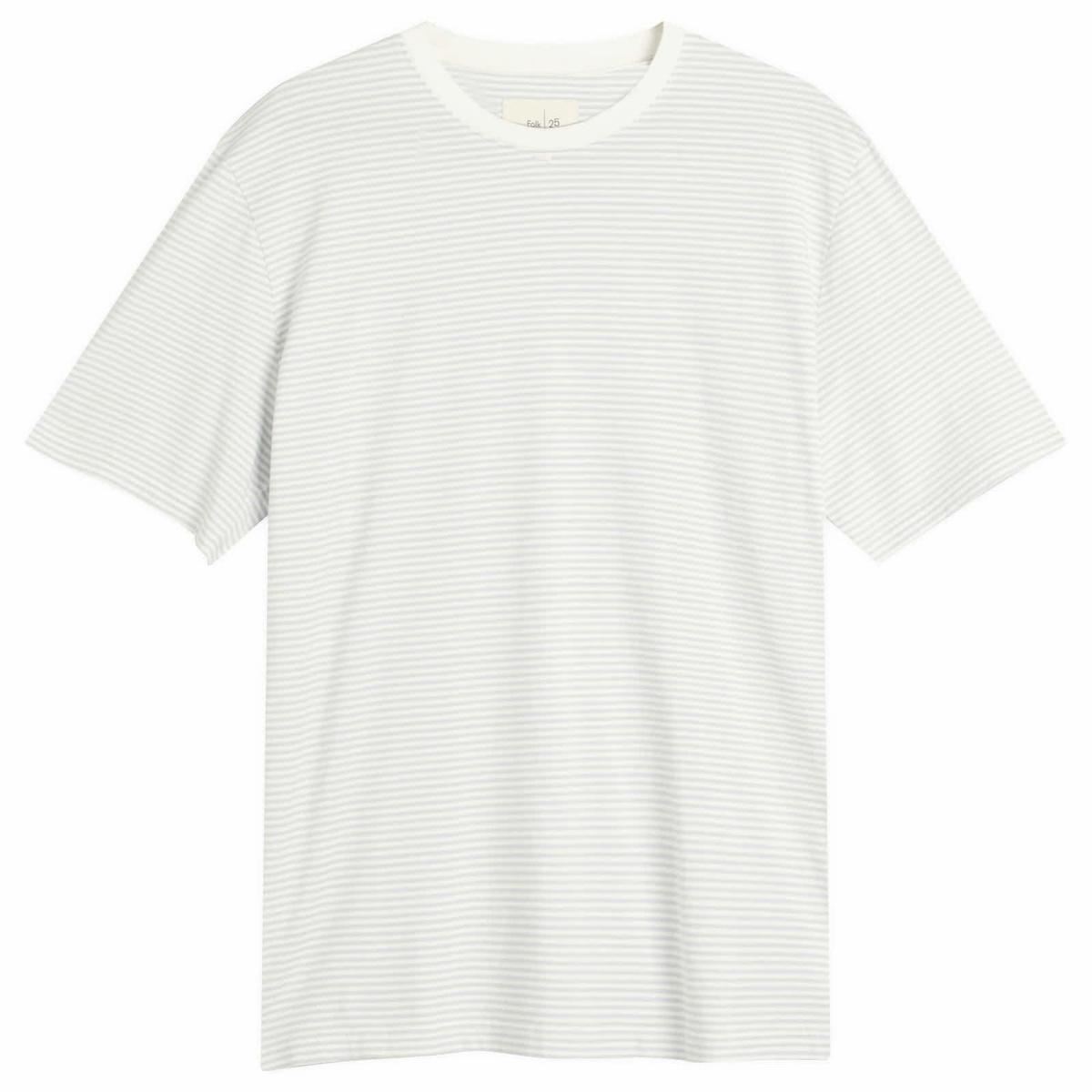 Folk Men's Long Sleeve Textured Stripe T-Shirt in Ecru