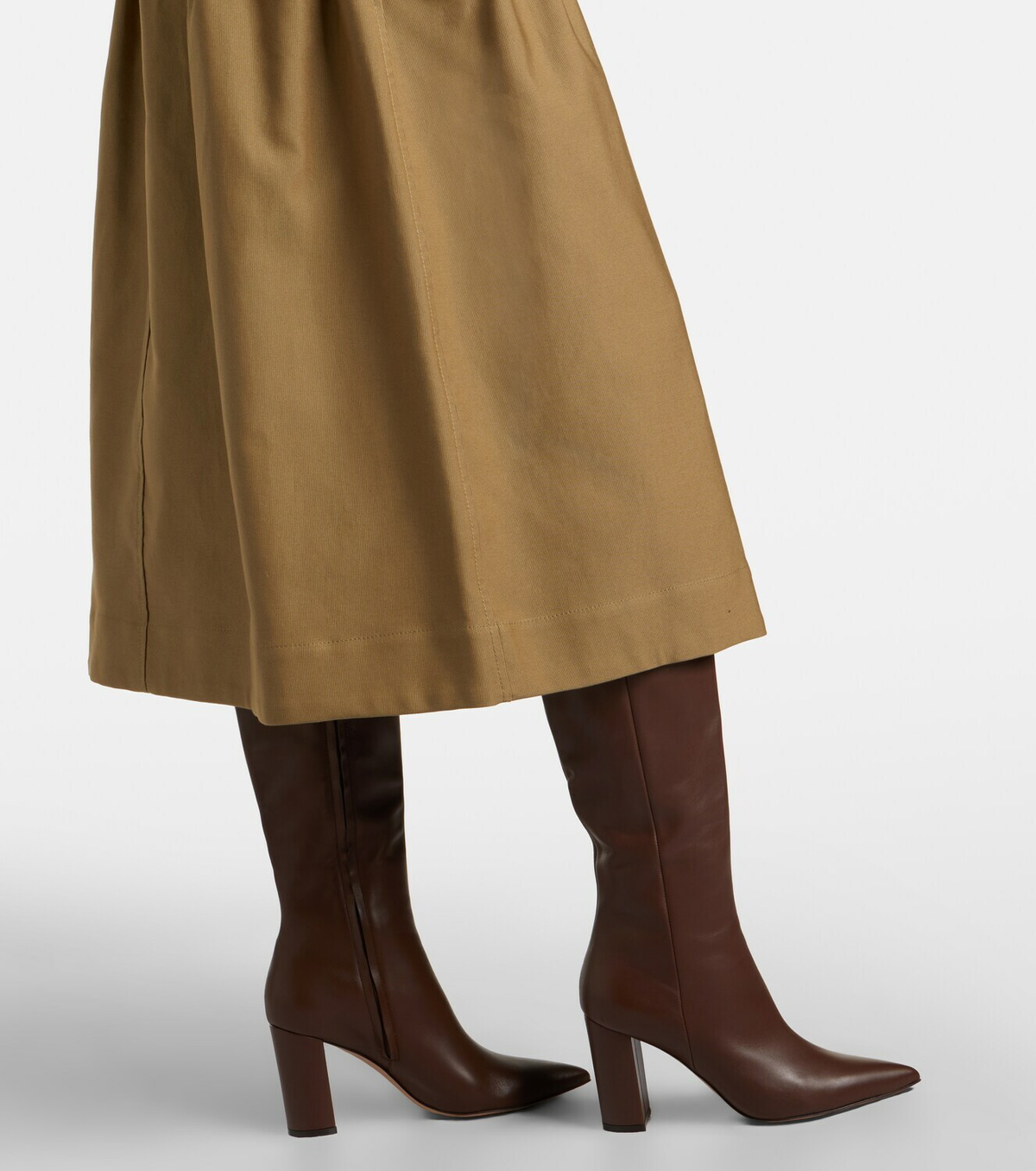 Max Mara Tempio belted cotton twill midi skirt