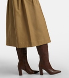 Max Mara Tempio belted cotton twill midi skirt