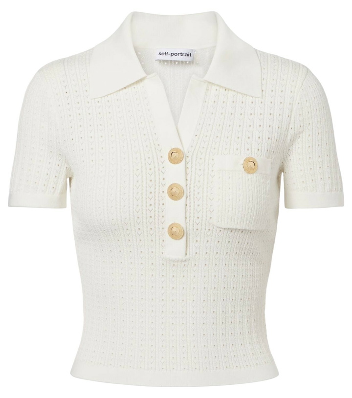 Photo: Self-Portrait Pointelle polo shirt