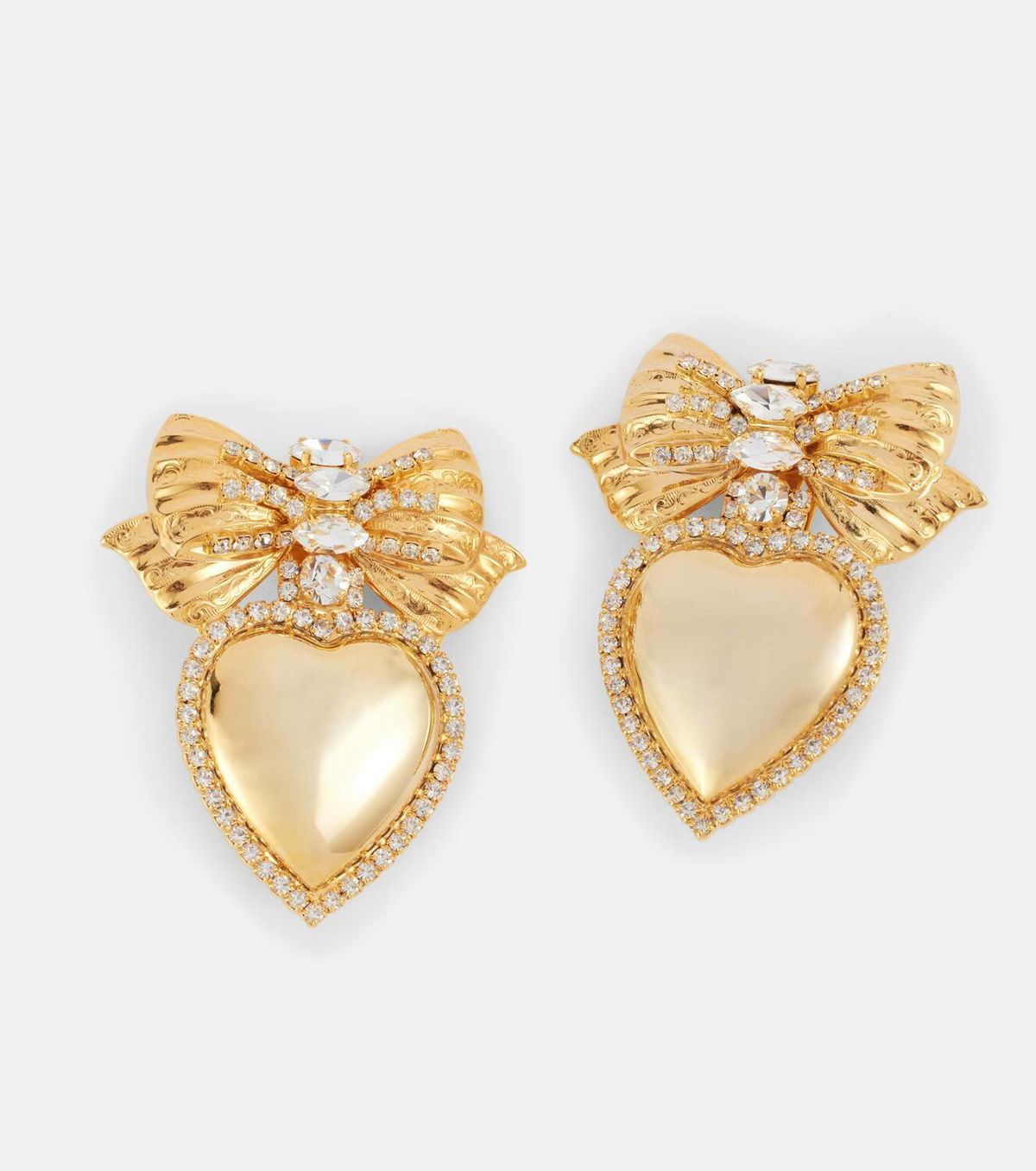 Alessandra Rich Heart embellished clip-on earrings