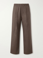 Folk - Straight-Leg Pleated Cotton-Blend Ripstop Trousers - Brown