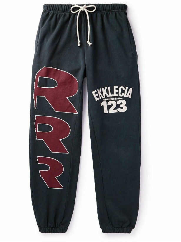 Photo: RRR123 - Ekklecia Straight-Leg Logo-Print Cotton-Jersey Sweatpants - Black
