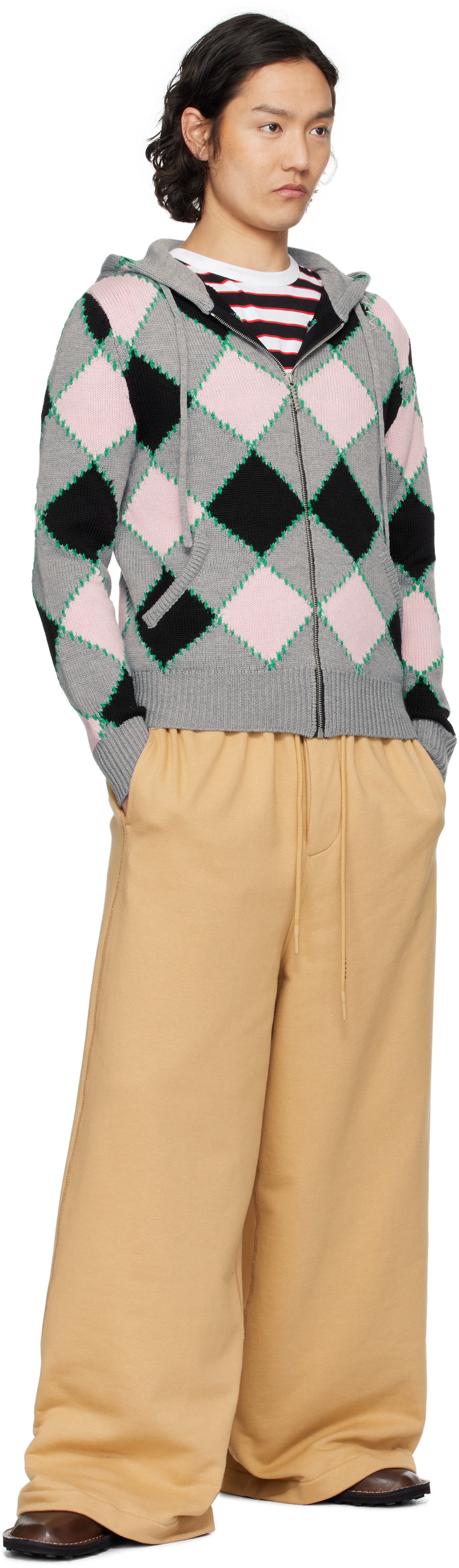 Marni Gray Argyle Gauge 5 Jacket