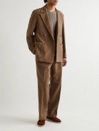Stoffa - Throwing Fits Double-Breasted Cotton-Blend Moleskin Blazer - Brown