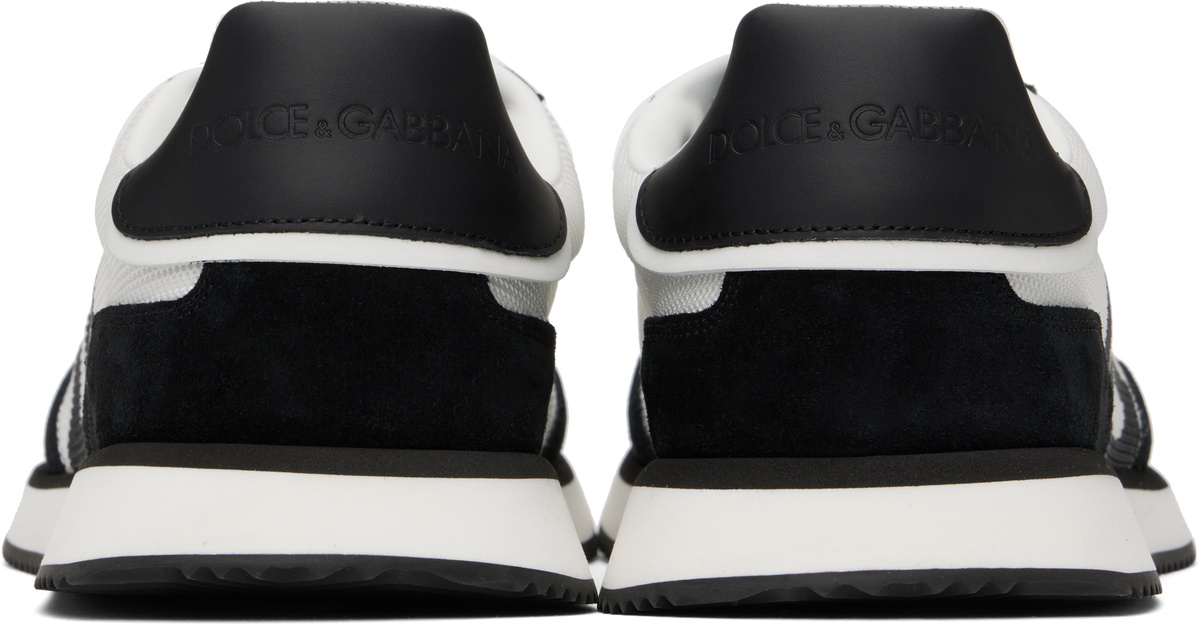 Dolce&Gabbana White & Black Mixed-Material 'DG' Cushion Sneakers