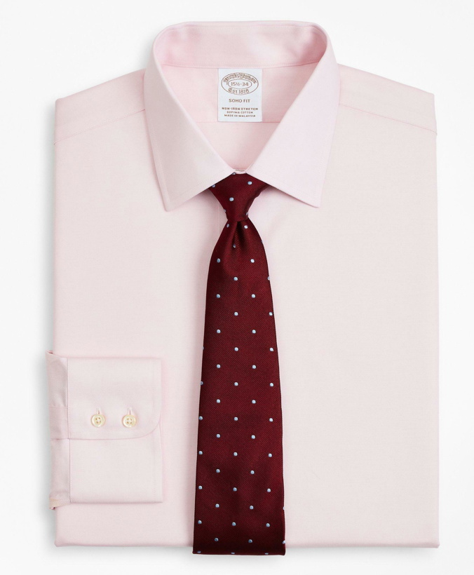 Photo: Brooks Brothers Men's Stretch Soho Extra-Slim-Fit Dress Shirt, Non-Iron Twill Ainsley Collar | Pink