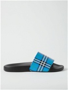 BURBERRY - Checked Rubber Slides - Blue