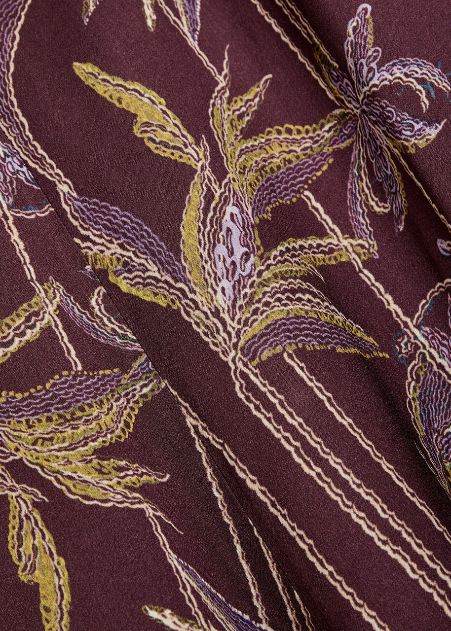 Forte_forte Printed Satin Midi Dress Burgundy
