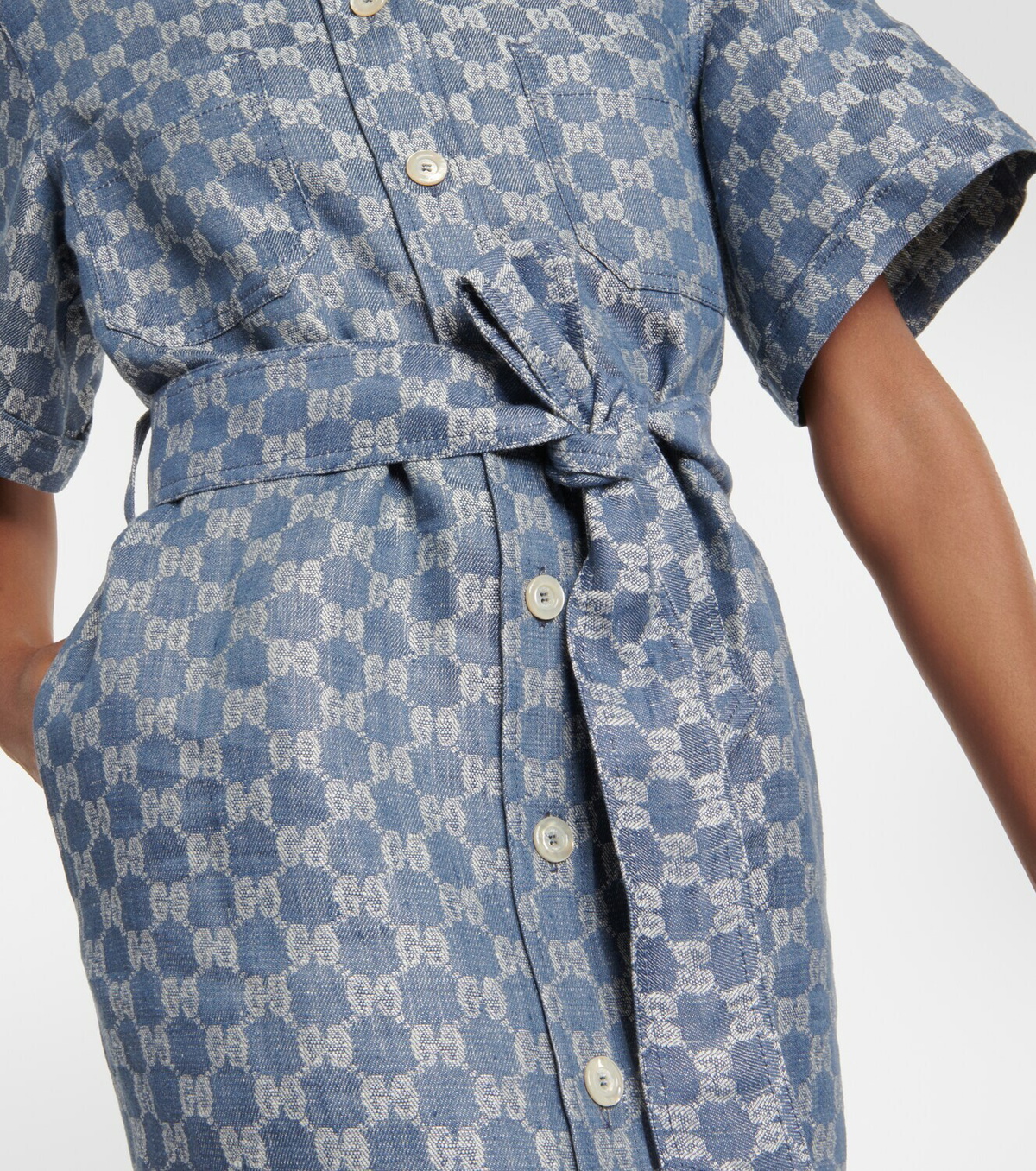 Gucci GG jacquard linen shirt dress Gucci Gucci GG jacquard linen shirt dress Gucci
