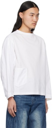 lesugiatelier White Curved Silhouette Long Sleeve T-shirt