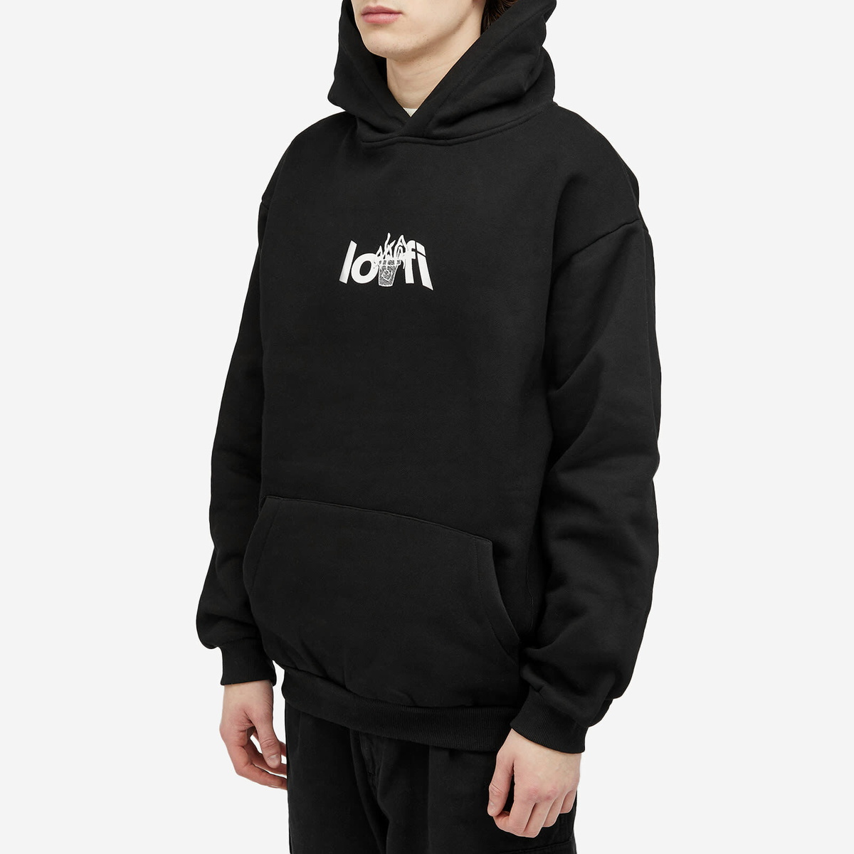 Lo-Fi Men's Plant Logo Hoodie in Black