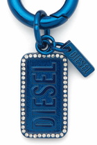 Diesel Metal keyring with Diesel logo and rhinestones - Charms and Keyrings - Unisex - Blue