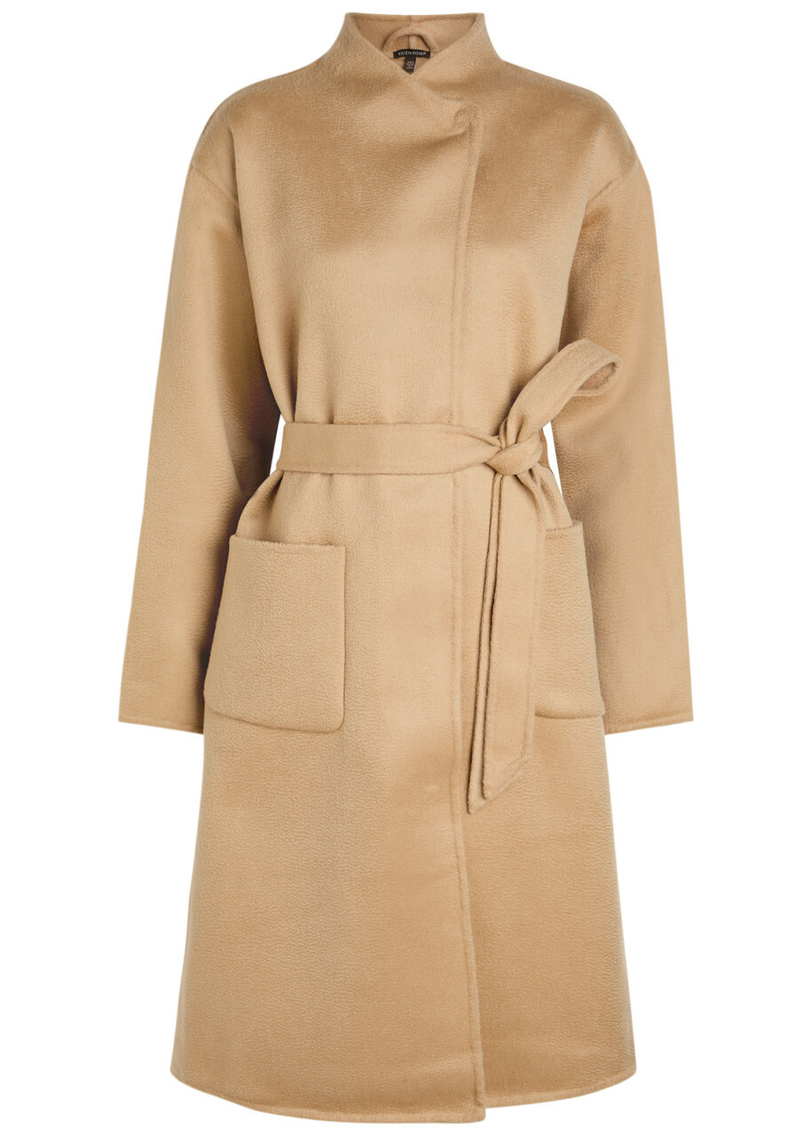 Eileen Fisher Belted Wool Coat Beige