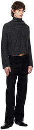 AARON ESH Gray Knot Front Turtleneck