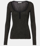 Chloé Ribbed-knit lurex® Henley shirt