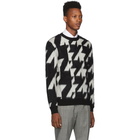 Alexander McQueen Black and Off-White Dogtooth Jacquard Sweater