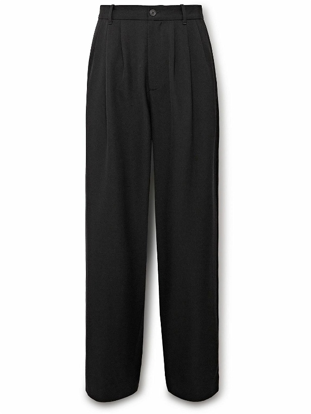 Photo: The Row - Rufus Wide-Leg Pleated Wool-Twill Trousers - Black