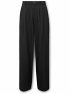 The Row - Rufus Wide-Leg Pleated Wool-Twill Trousers - Black