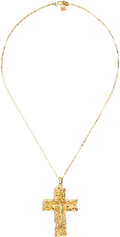 Photo: Veneda Carter SSENSE Exclusive Gold Thin Cross VC009 Necklace